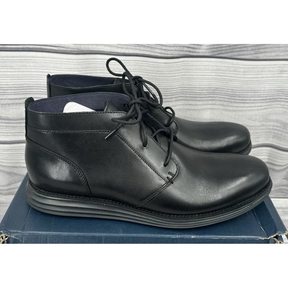 COLE HAAN ORIGINALGRAND CHUKKA  BOOTS  Men's‎ Size 11.5 M  BLACK LEATHER